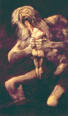 Сатурн, пожирающий своих детей.  Офорт Ф. Гойи.  1821-1823 гг.